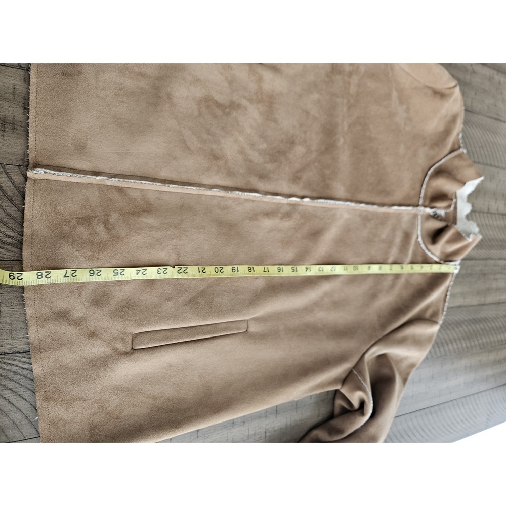 Cj Banks Jacket 1X Brown Faux Suede Sherpa Velvet Trim Boho Western Indie Y2K - Picture 11 of 13